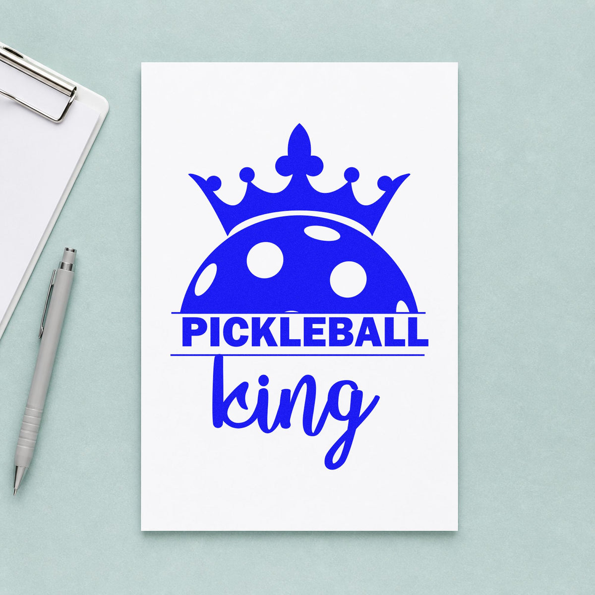 Pickleball King Crowned Ball Pre-Inked Stamp – PSI in use 6