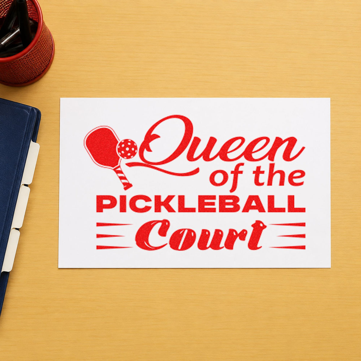 Queen Of Pickleball Court Self-Inking Stamp in use 7