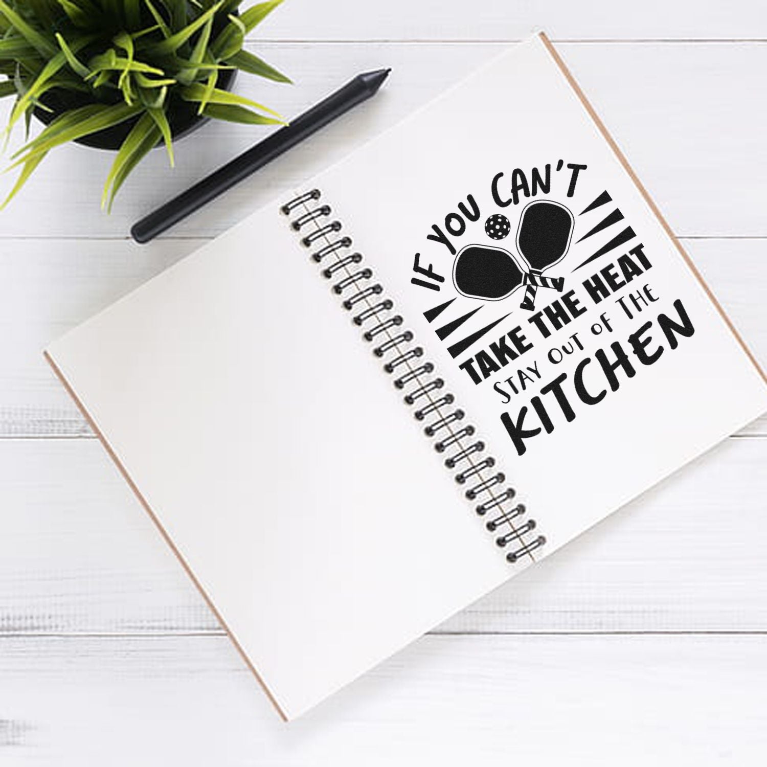 Custom rubber stamp design with If you cant take the heat, stay out of the kitchen message for kitchen and BBQ projects.