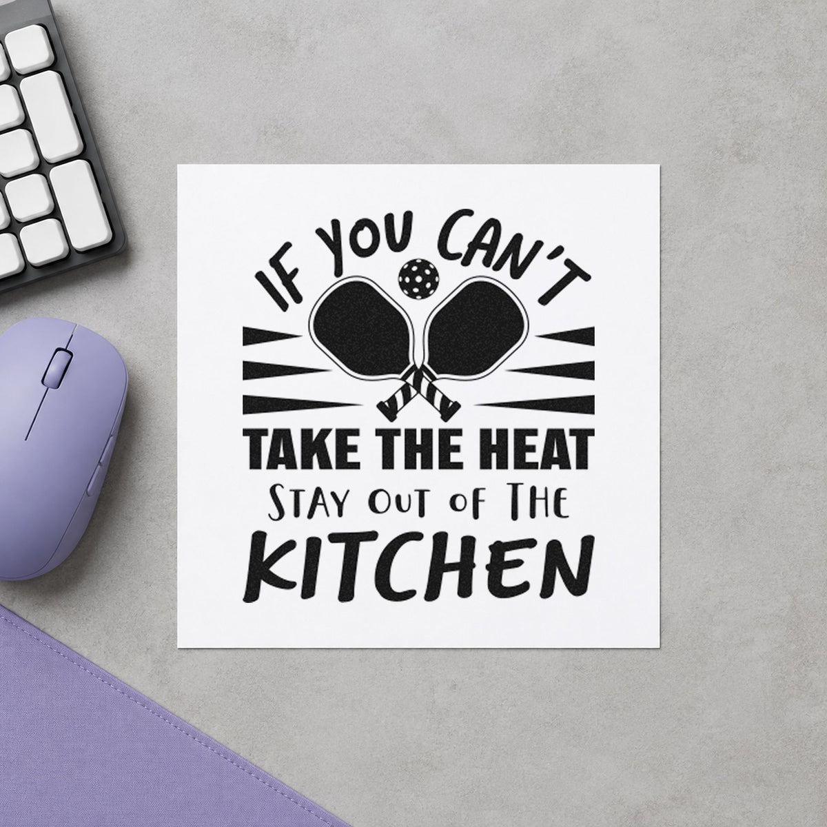 Heat Stay Out Kitchen rubber stamp printed in black ink, ready for crossed ball cards and similar paper crafts.