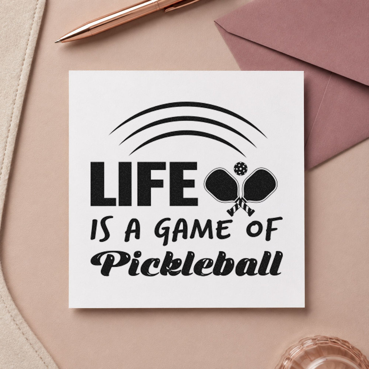 Life Game Of Pickleball craft stamp in black ink on cardstock, an easy option for outreach album page.