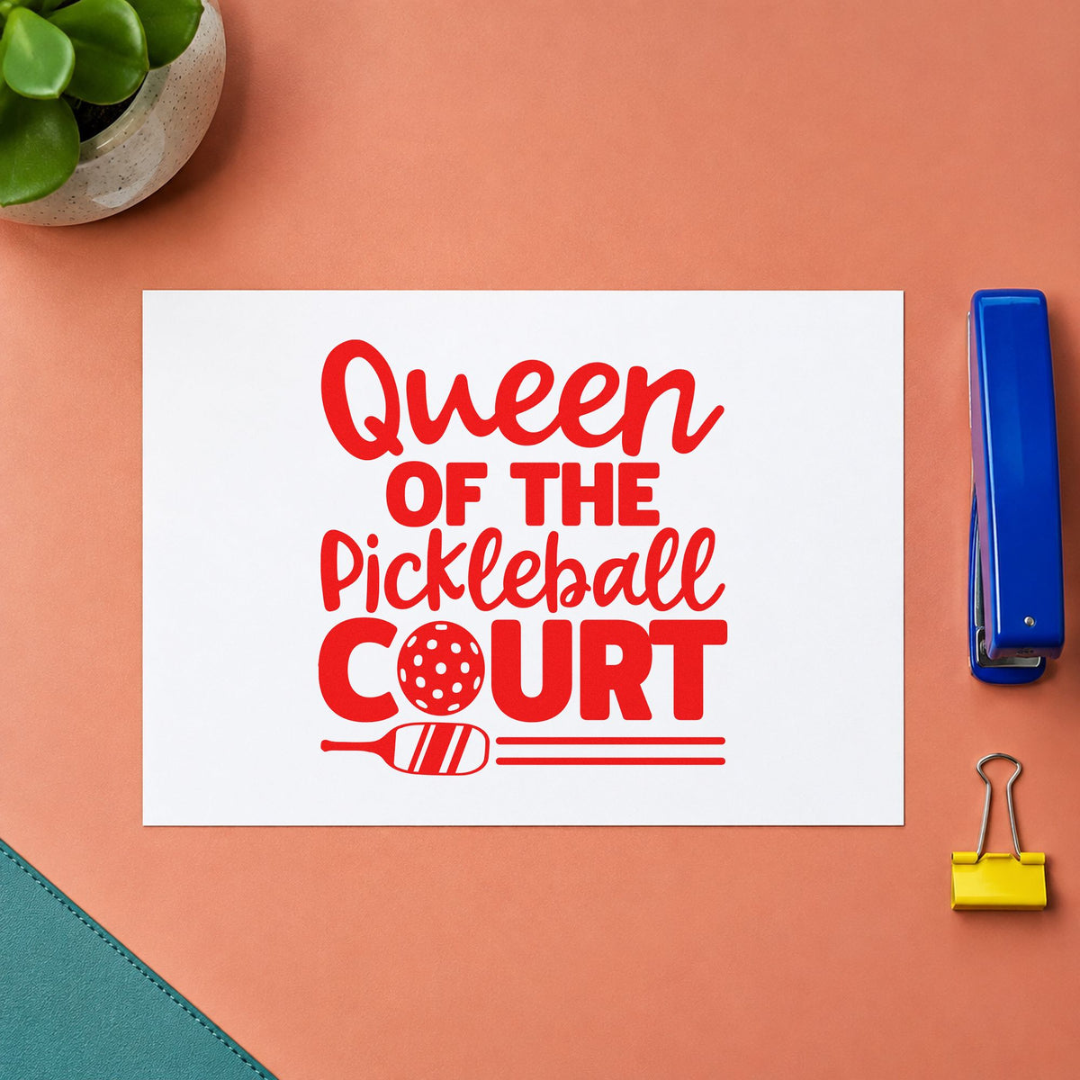 Queen Of The Pickleball Court Hand Stamp – Duo in use 7