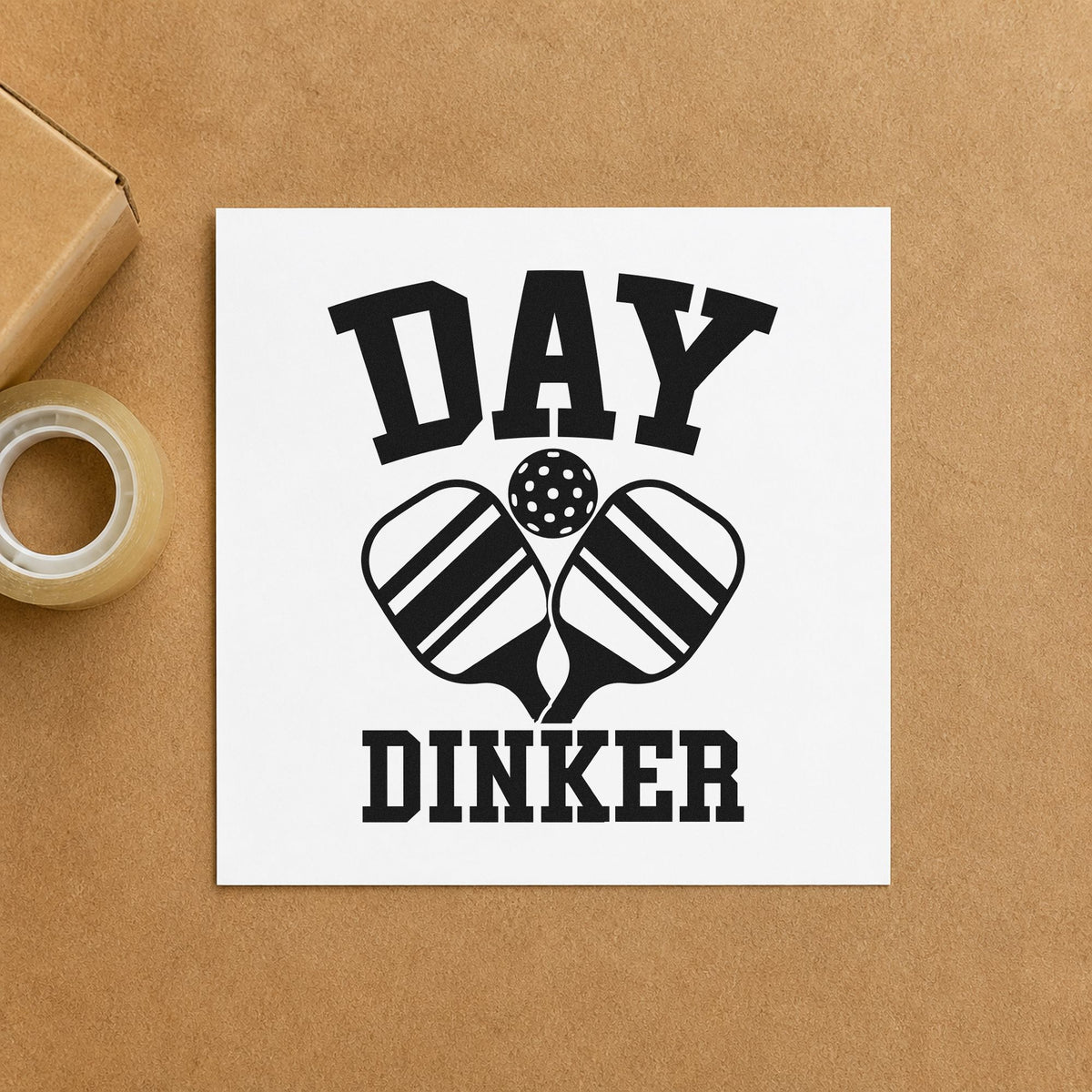 Day Dinker Crossed Paddles craft stamp in black ink on cardstock, an easy option for winter season album page.