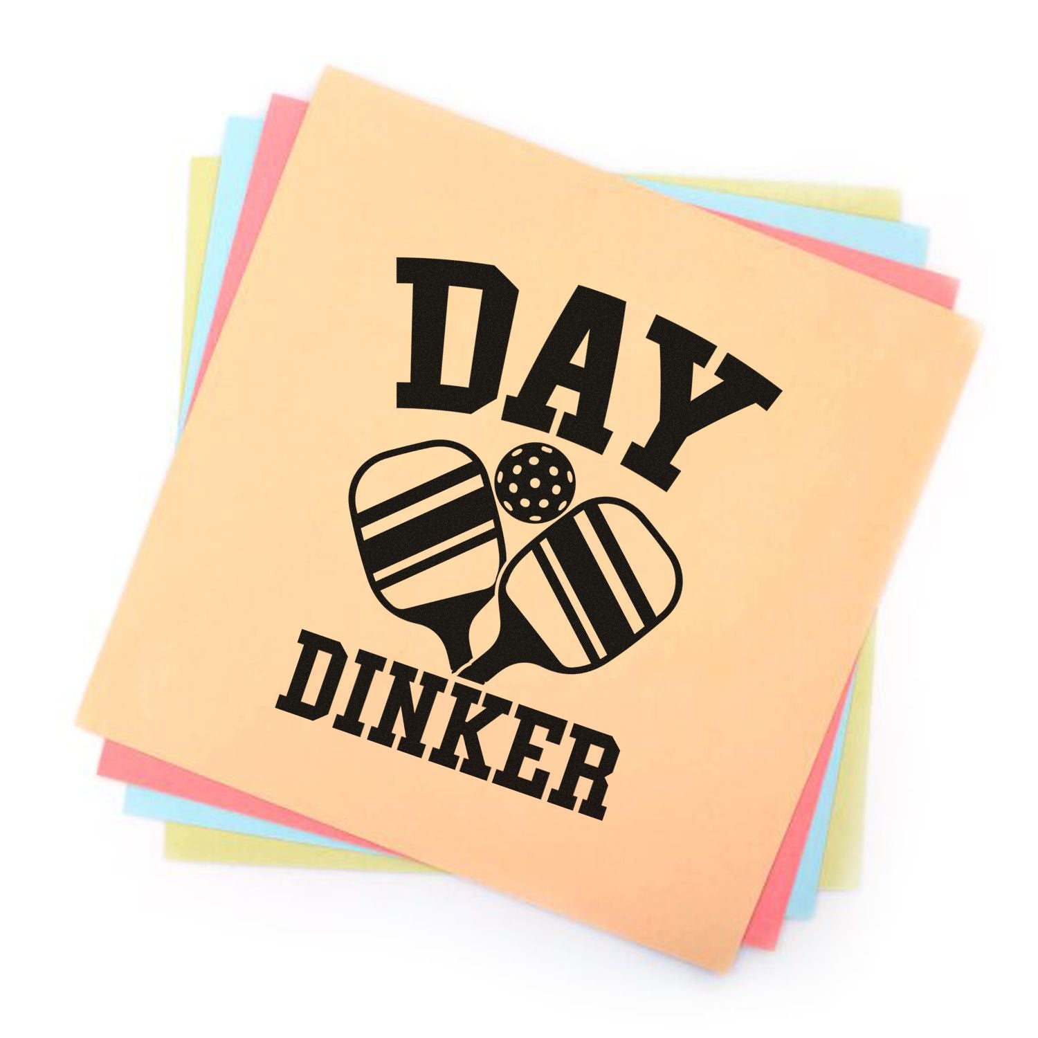 Day Dinker pickleball rubber stamp design with paddles and ball for sports crafting