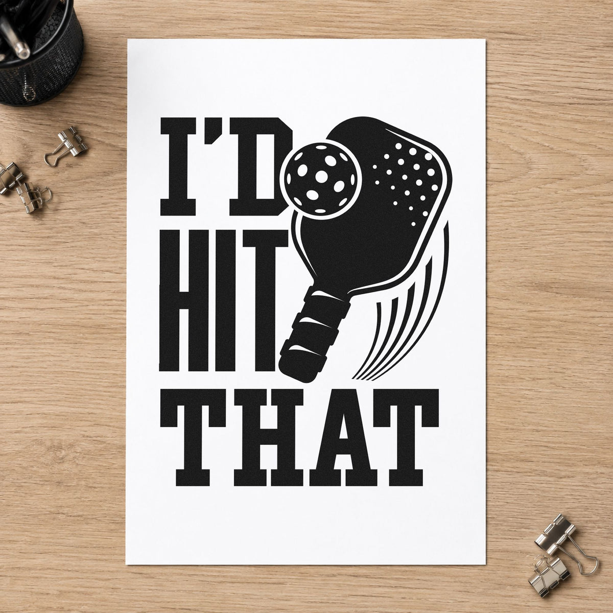 I Would Hit That rubber stamp printed in black ink, ready for motion line cards and similar paper crafts.