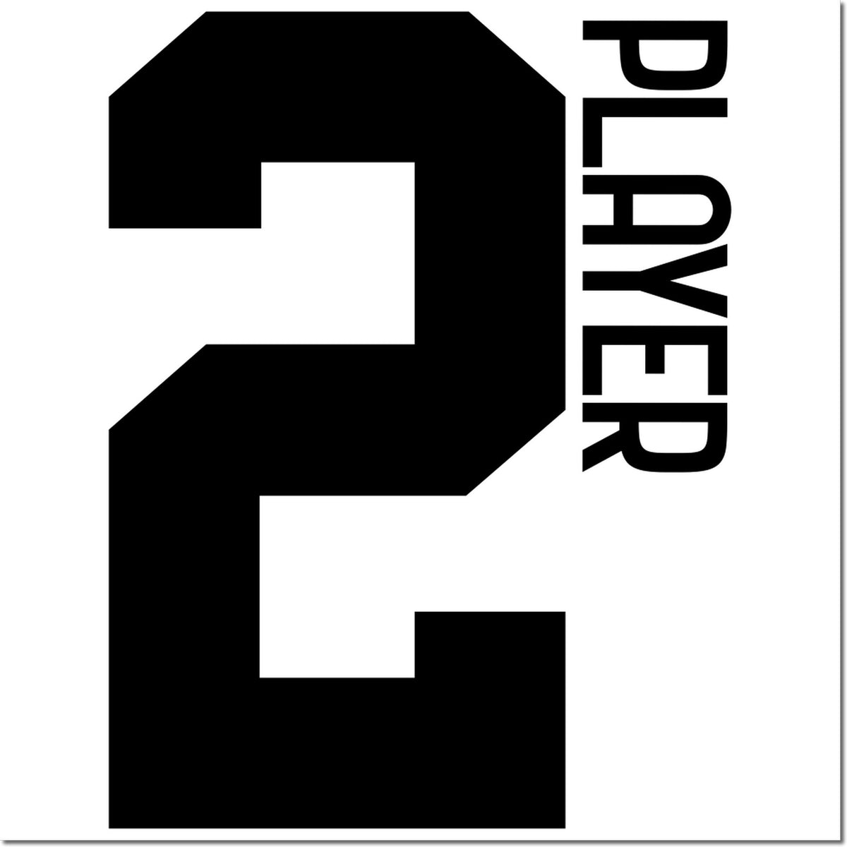 Bold number 2 rubber stamp design with vertical RUBBER text, ideal for custom office, craft, or packaging stamping.