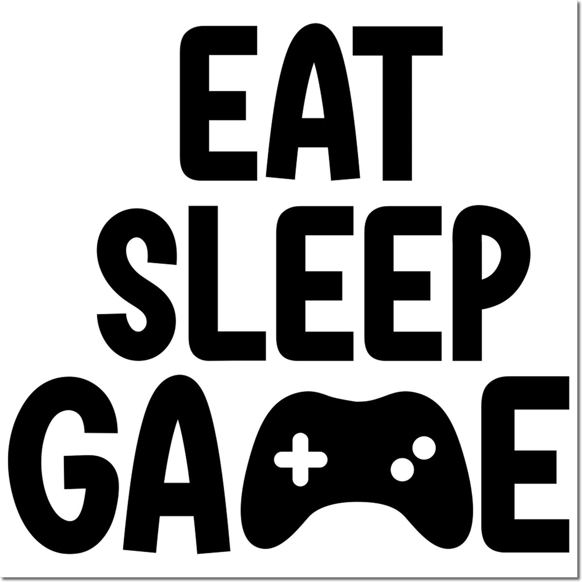 Eat Sleep Game rubber stamp design with video game controller icon for gamer crafts