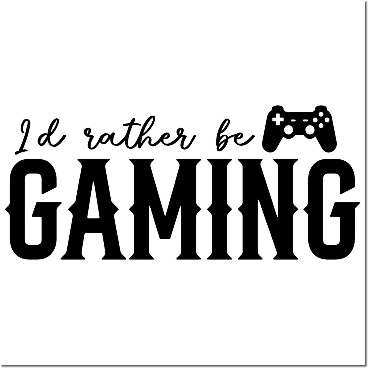 Funny rubber stamp design with Id rather be gaming text and game controller icon for gamers.