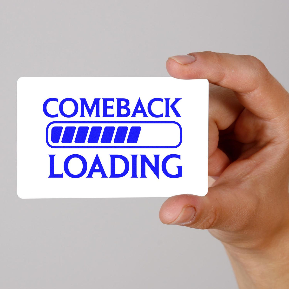 Comeback Loading Progress Bar rubber stamp shown in blue ink, stamped for projects such as ranked album page.