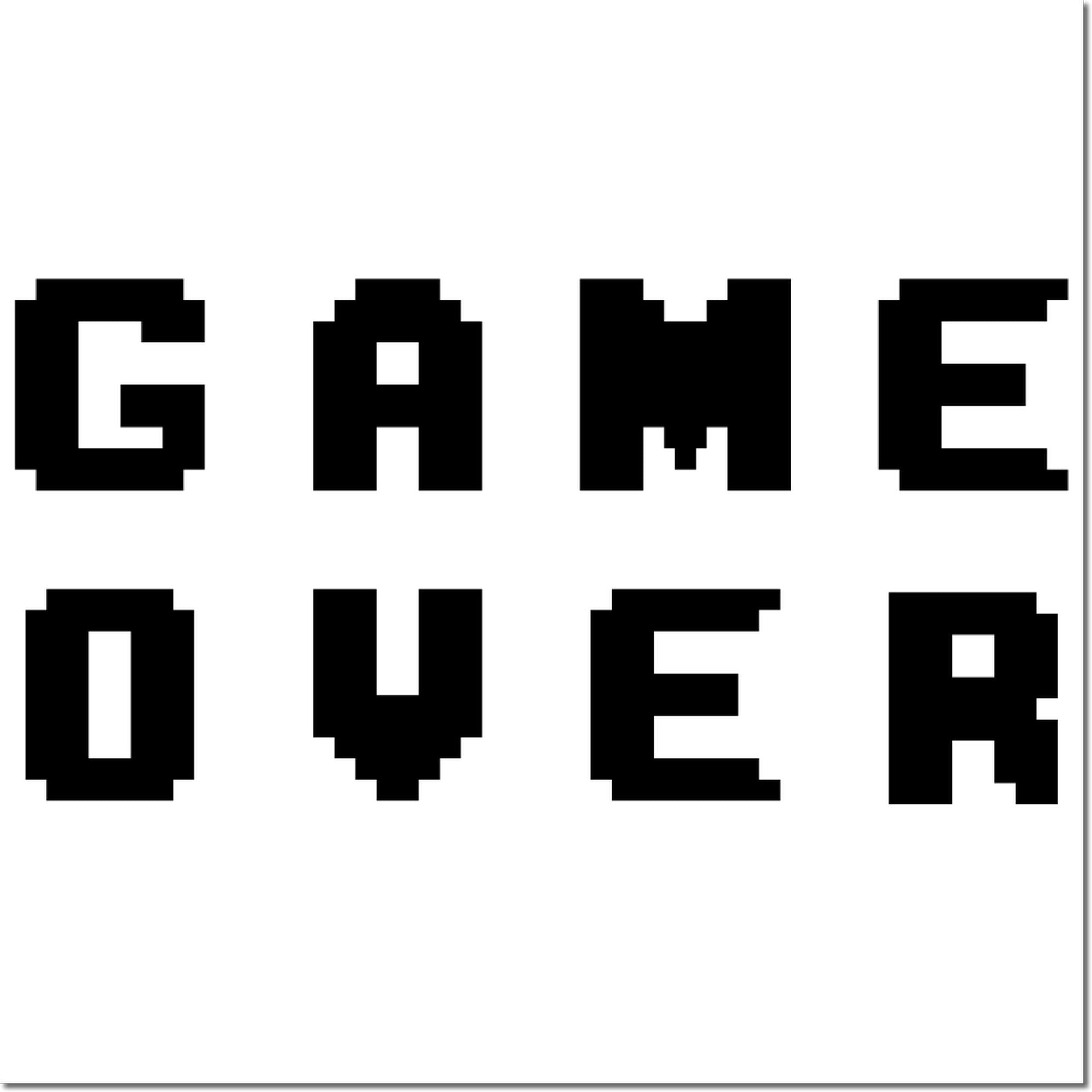 Game over pixel font rubber stamp design for retro arcade projects and crafts