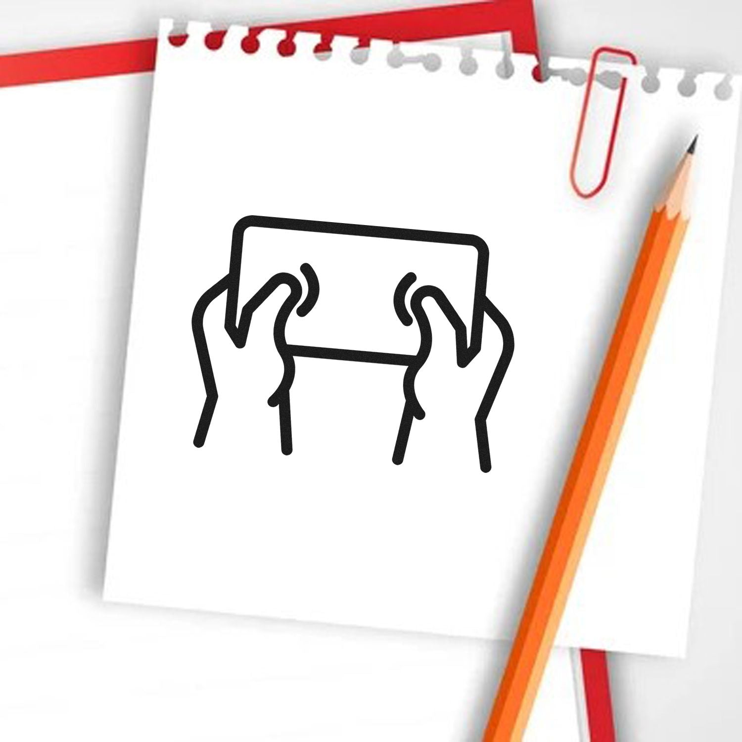 Hands holding blank sign rubber stamp design for custom logo, branding, and stationery use