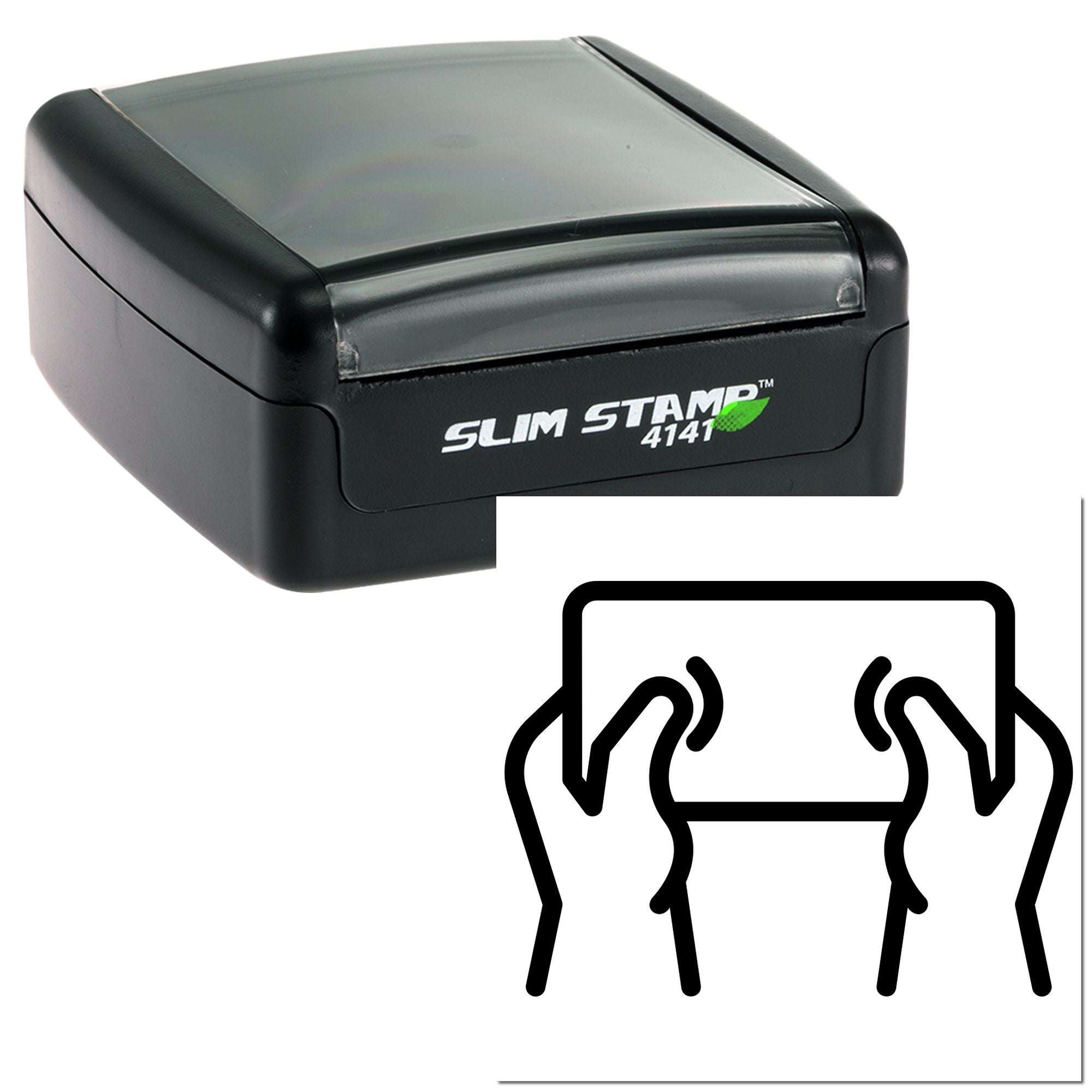 Slim Stamp 4141 self-inking rubber stamp with rectangular impression for fast custom office stamping.