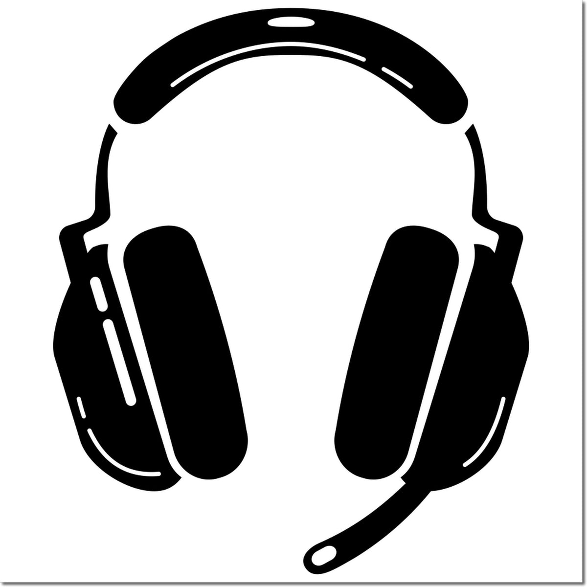Headphones rubber stamp icon for music, audio, and customer support branding