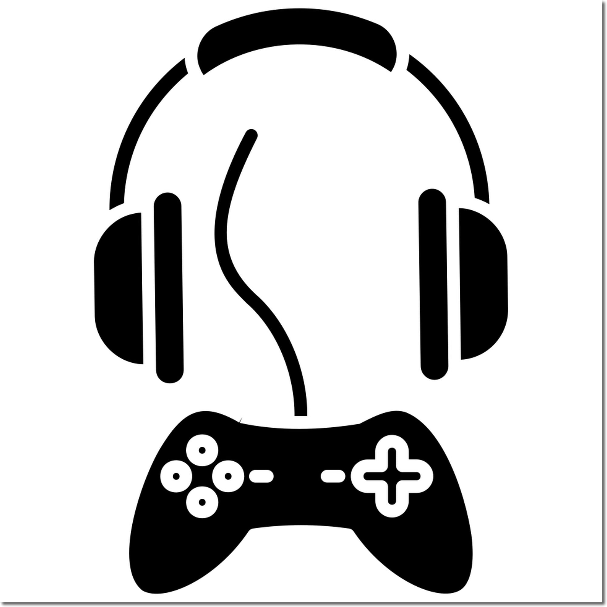 Gaming headset and controller icon for custom gamer rubber stamp designs