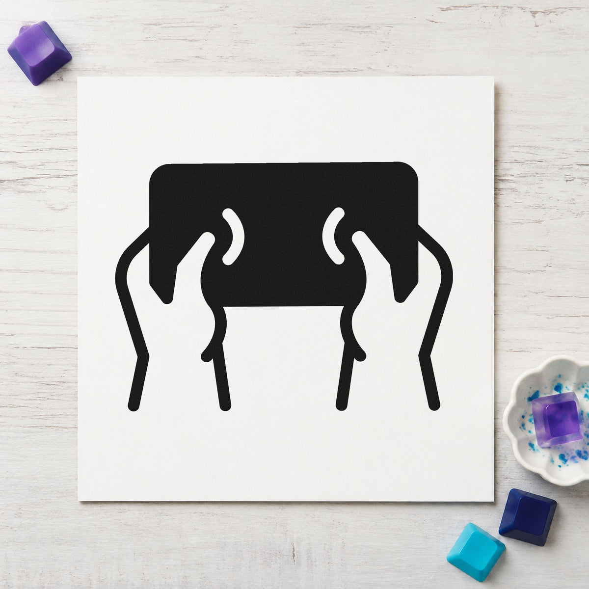 Hands Holding Dark Tablet rubber stamp printed in black ink, ready for session rota sheet and similar paper crafts.