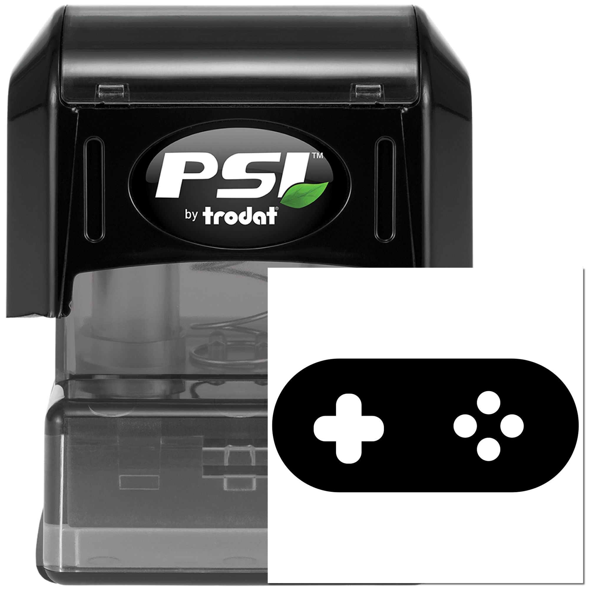 PSI by Trodat self-inking rubber stamp with customizable icon imprint for office, business, and craft use.