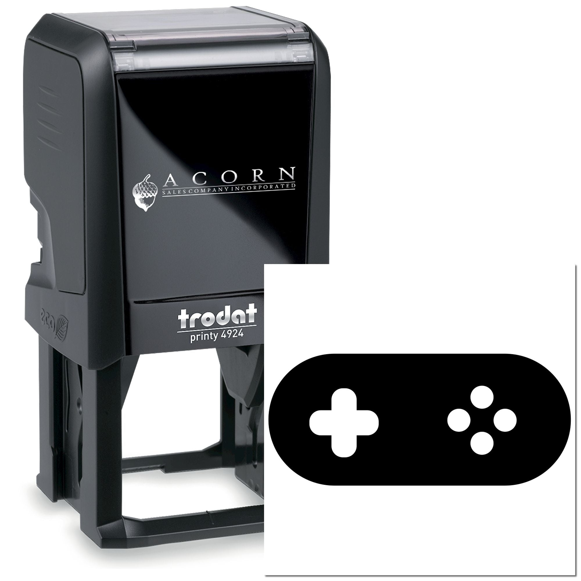 Trodat Printy 4924 self-inking rubber stamp for custom business logos, addresses, and office branding.