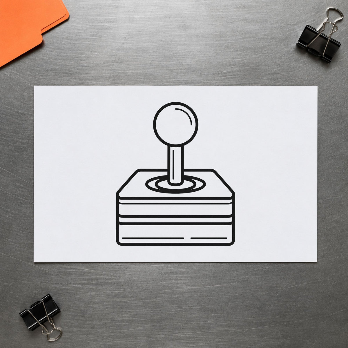 Retro Joystick Layered Base rubber stamp printed in black ink, ready for build stage sheet and similar paper crafts.