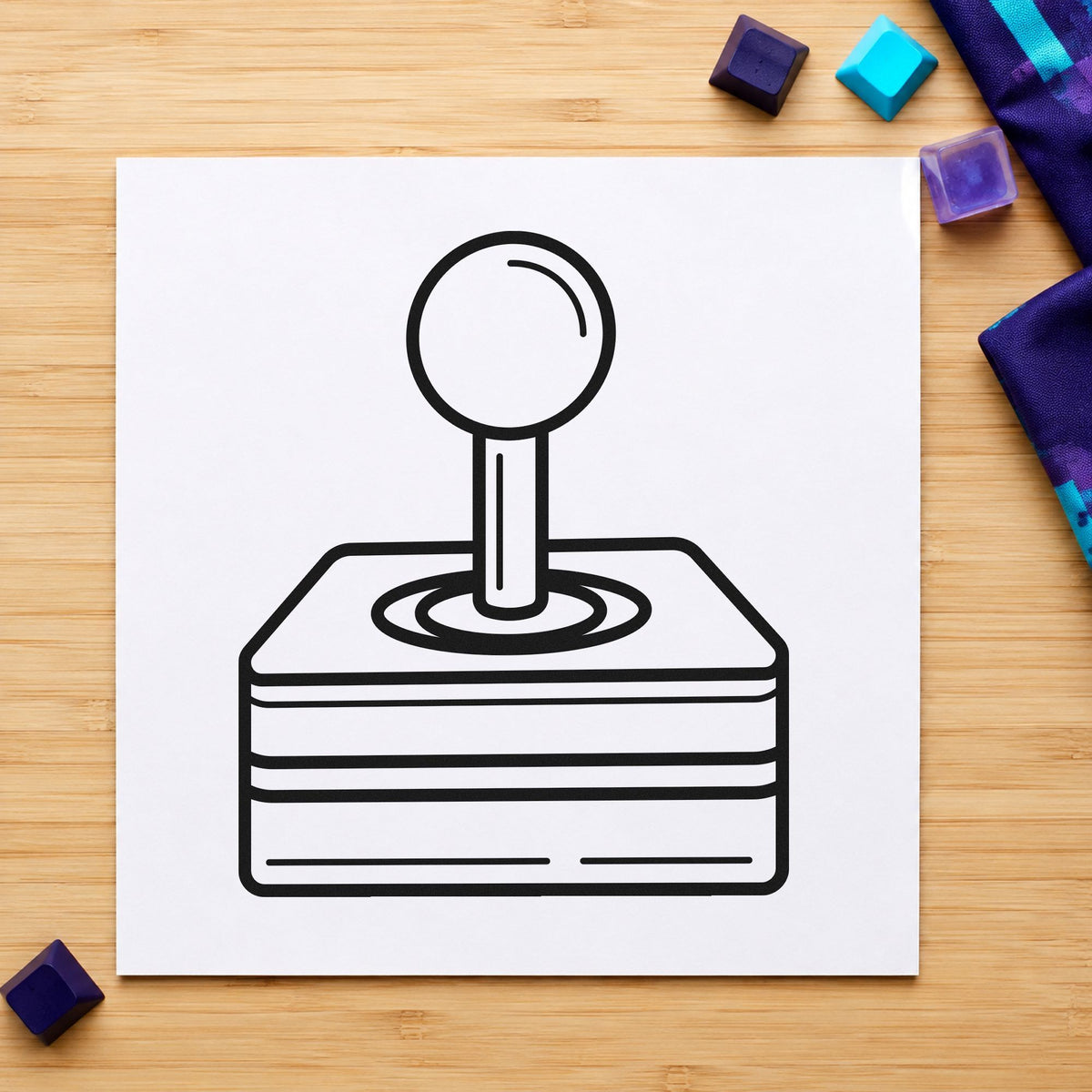 Retro Joystick Layered Base rubber stamp printed in black ink, ready for layered base cards and similar paper crafts.
