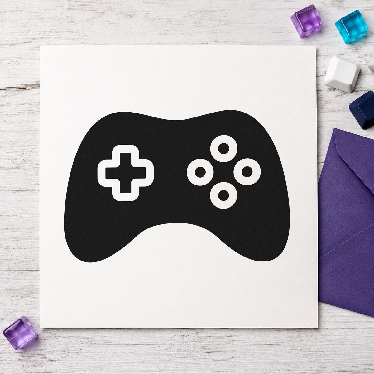Solid Controller Ring Buttons rubber stamp printed in black ink, ready for ring button cards and similar paper crafts.