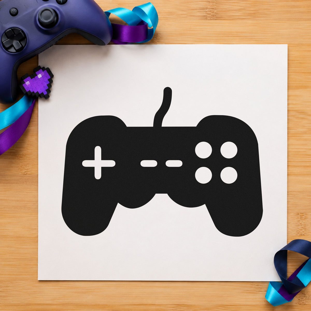 Wired Controller Button Graphic craft stamp in black ink on cardstock, an easy option for drive album page.