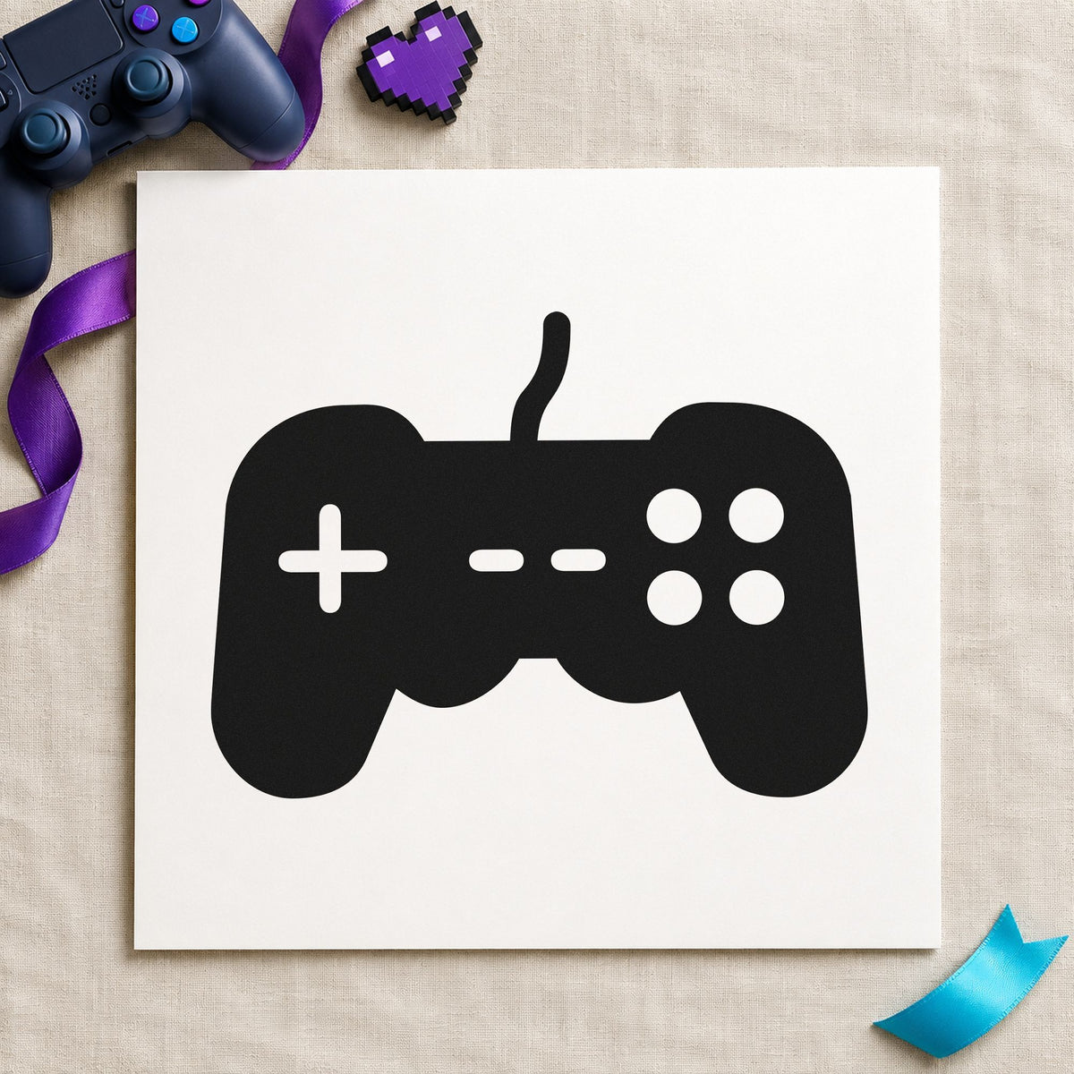 Wired Controller Button Graphic rubber stamp printed in black ink, ready for center mark cards and similar paper crafts.