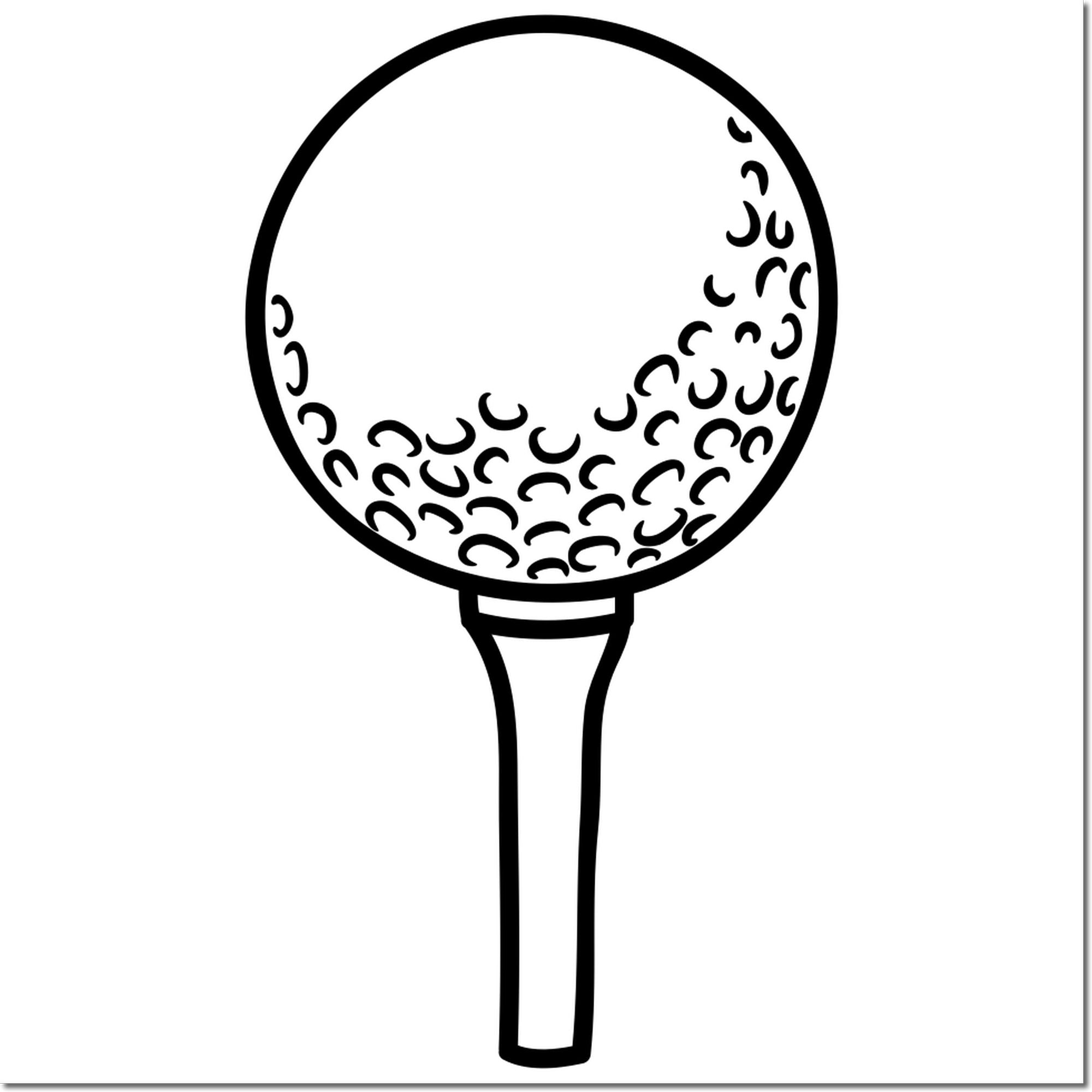 Golf ball on tee rubber stamp design for golf clubs, tournament branding, and custom sports stamps