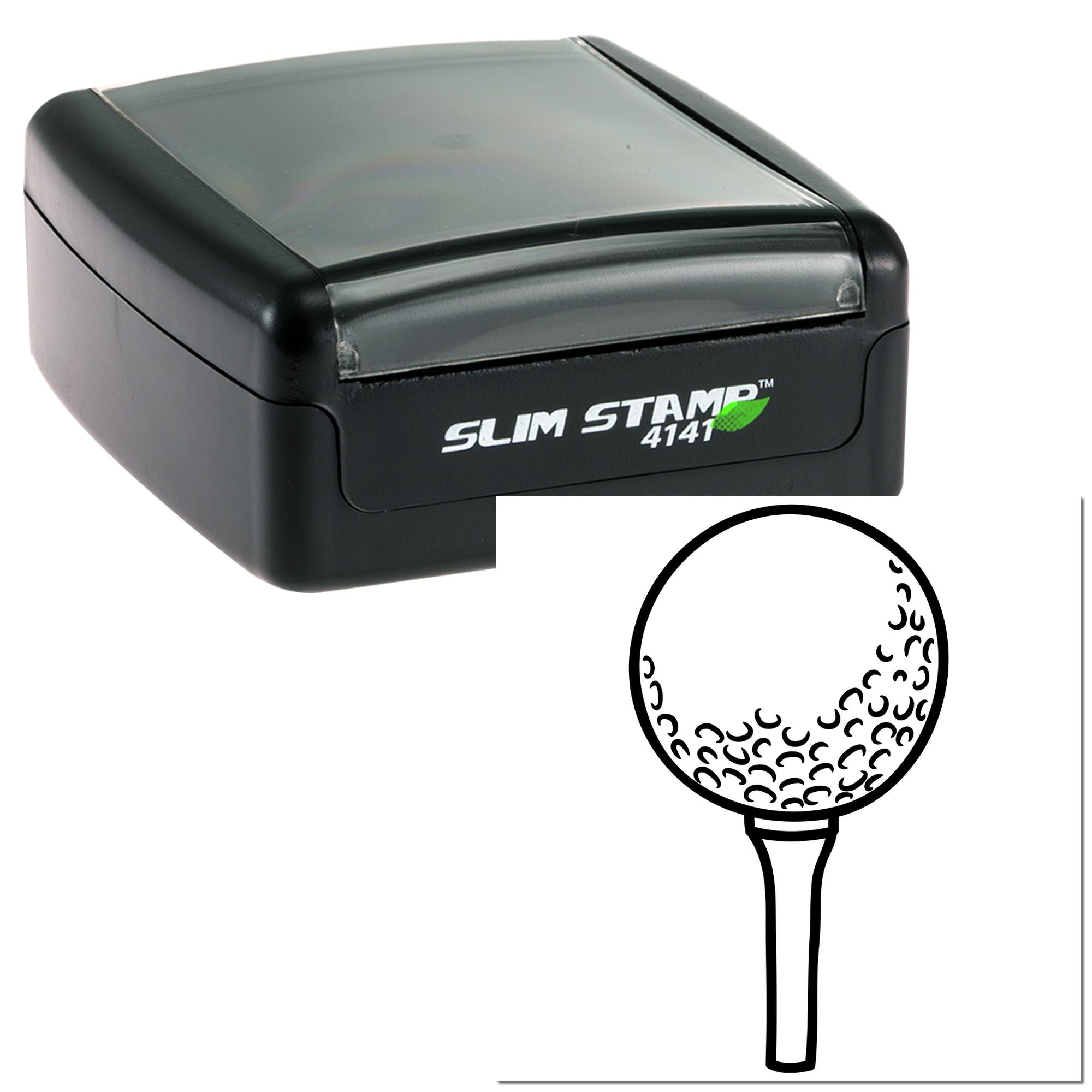 Self-inking Slim Stamp 4141 rubber stamp with golf ball design imprint for custom sports branding and golf events.