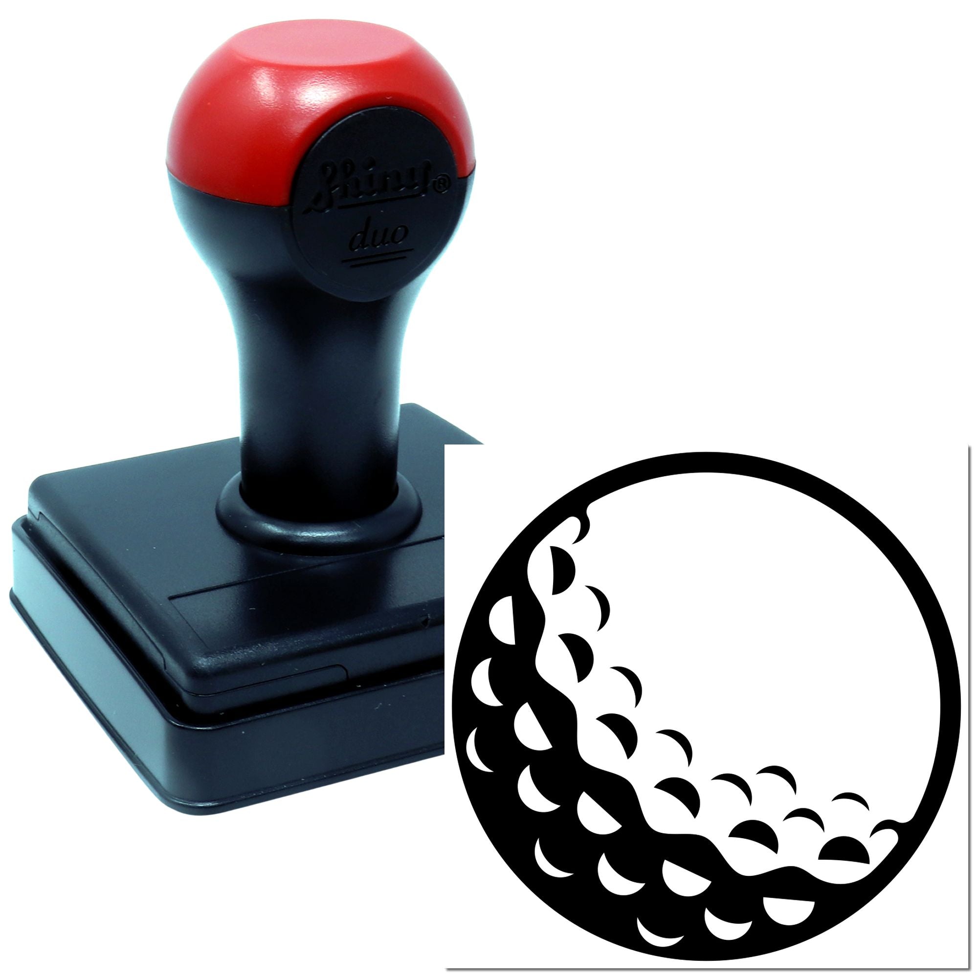 Custom self-inking rubber stamp with circular moon phase design for branding, craft projects, and personalized impressions.