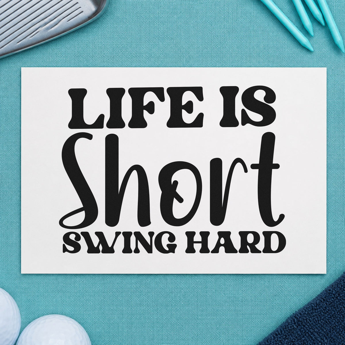 Life Short Swing Hard rubber stamp printed in black ink, ready for round plan sheet and similar paper crafts.