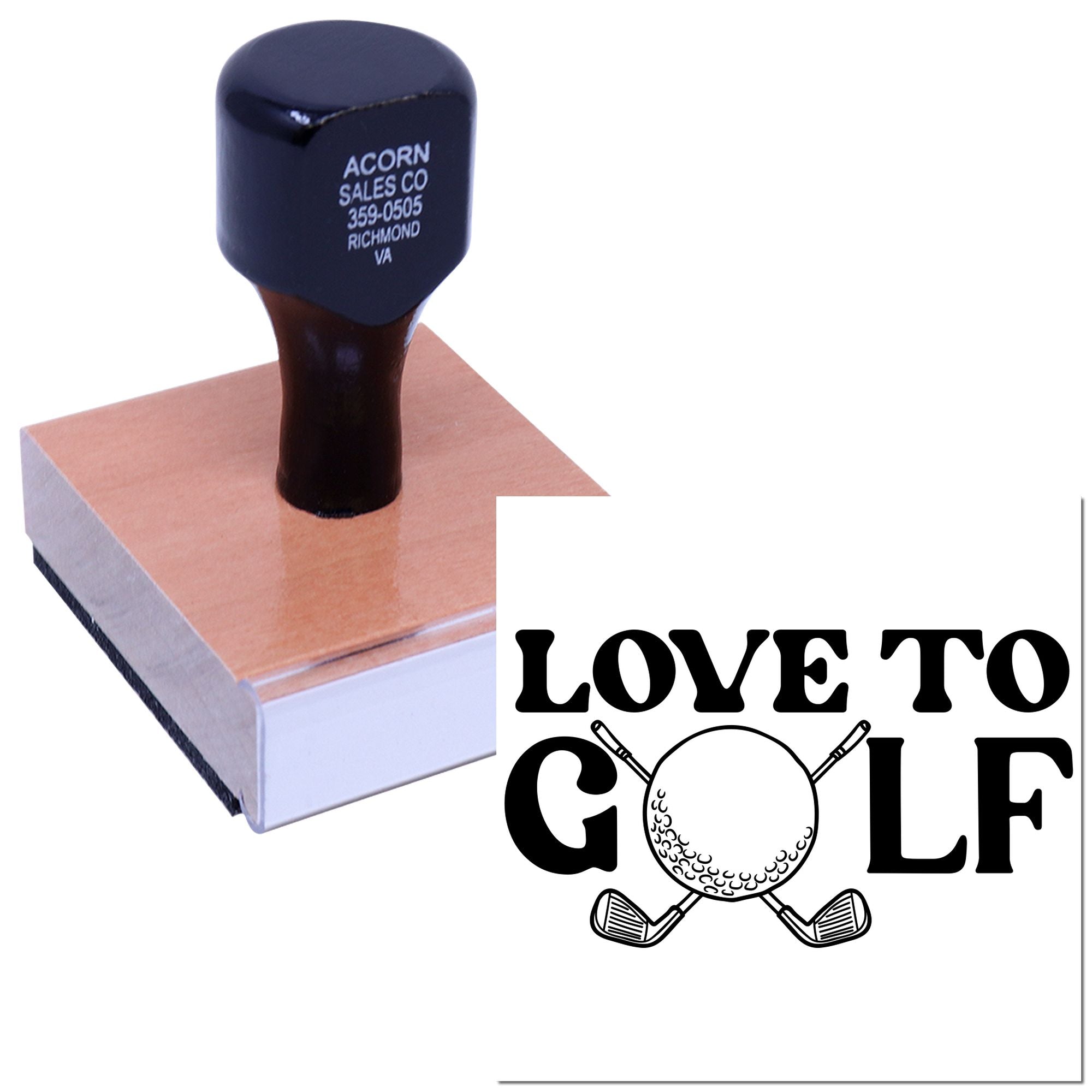 Custom rubber stamp with Love to Golf logo for personalized golf gifts, event branding, or club promotions.