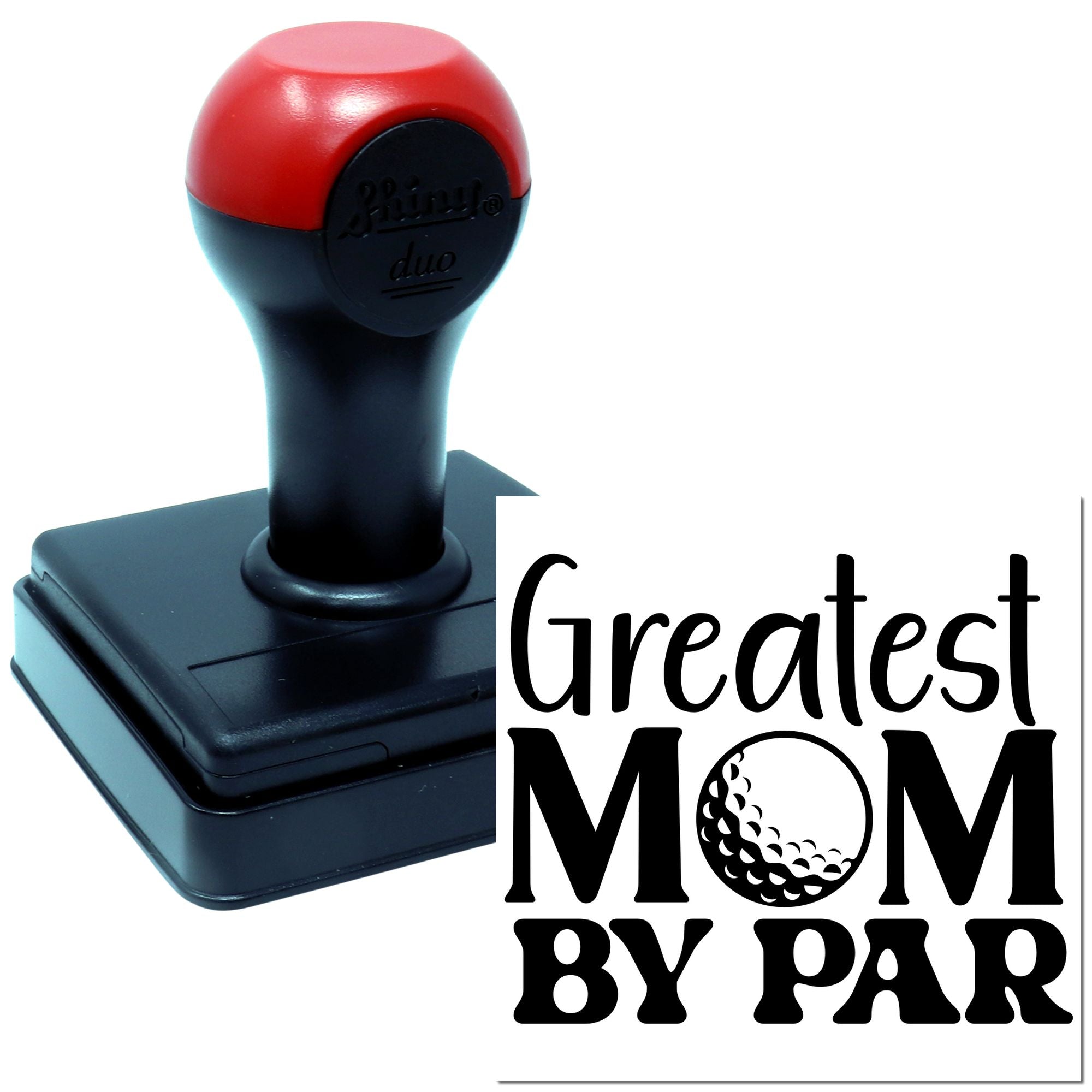 Greatest Mom by Far self-inking rubber stamp for Mothers Day cards and gift tags