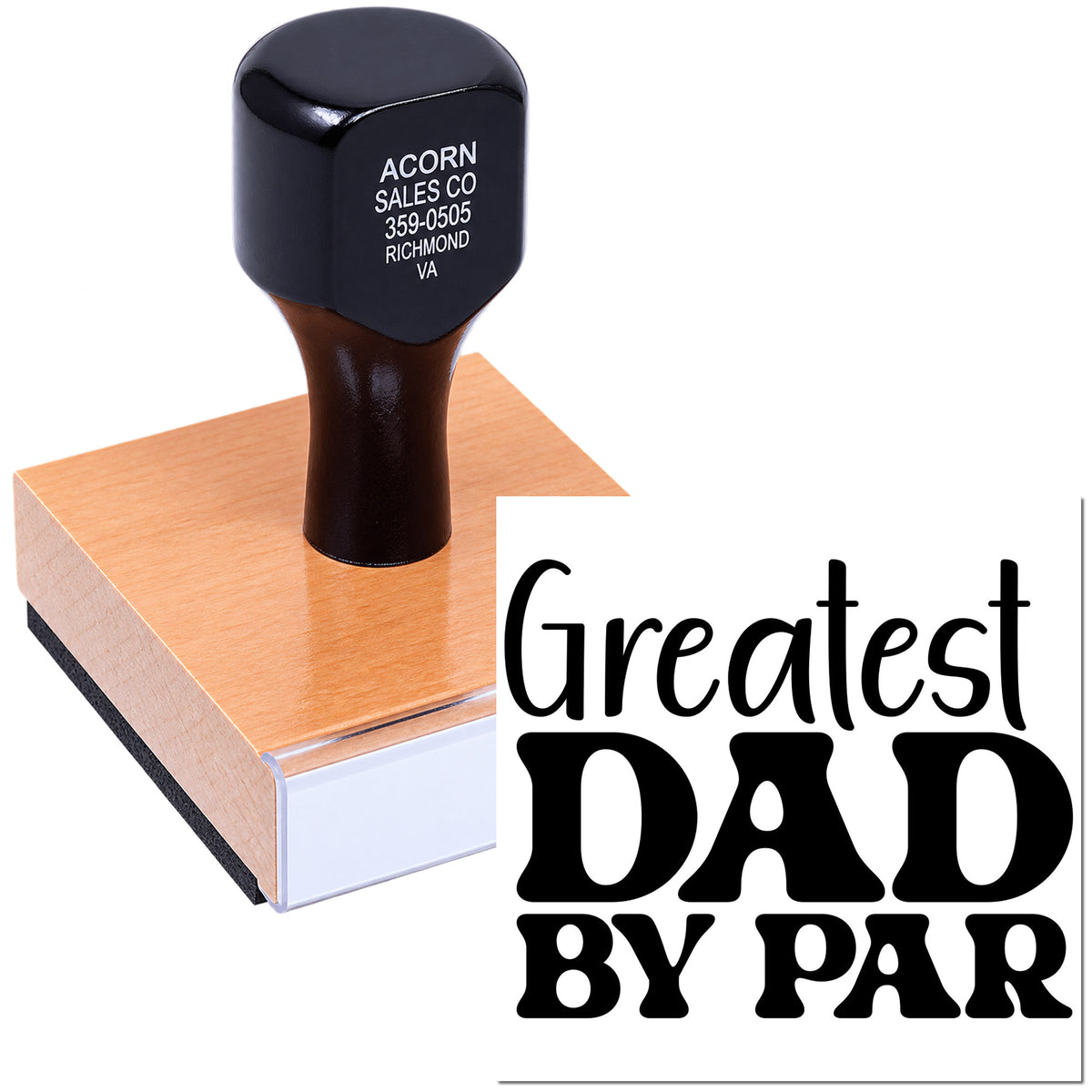 Custom Greatest Dad by Par rubber stamp for golf-themed Fathers Day cards, crafts, and packaging.