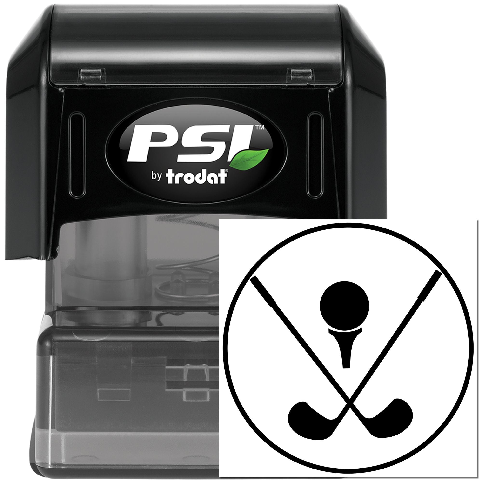 PSI by Trodat self-inking rubber stamp with no golf symbol, ideal for marking restricted golf areas.