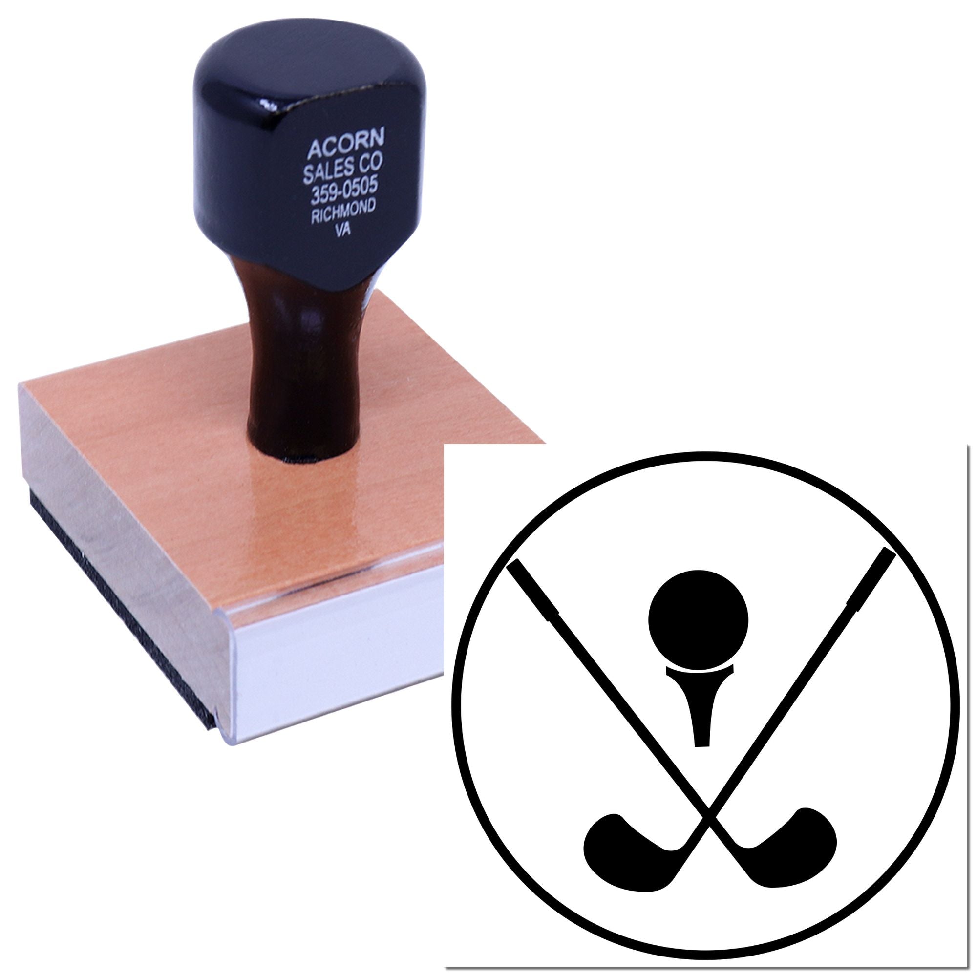Custom rubber stamp with no-golf symbol for business forms, office notices, and branded document marking.