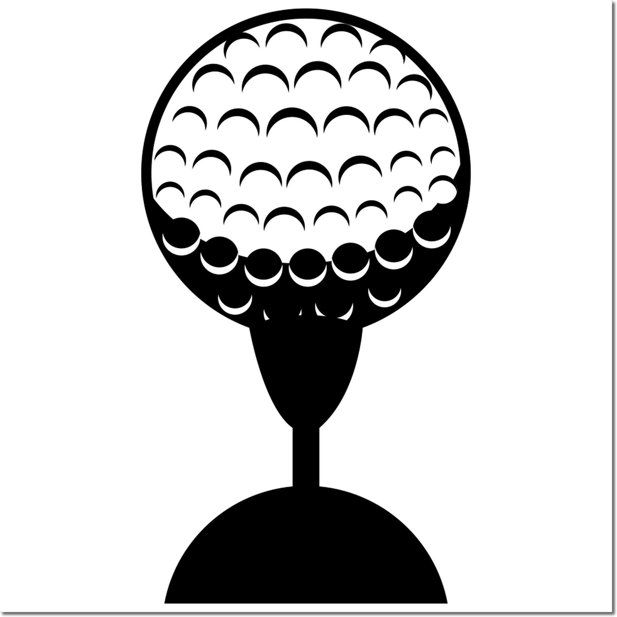 Golf ball on tee rubber stamp design for golf-themed crafts, sports stationery, and custom stamping projects.