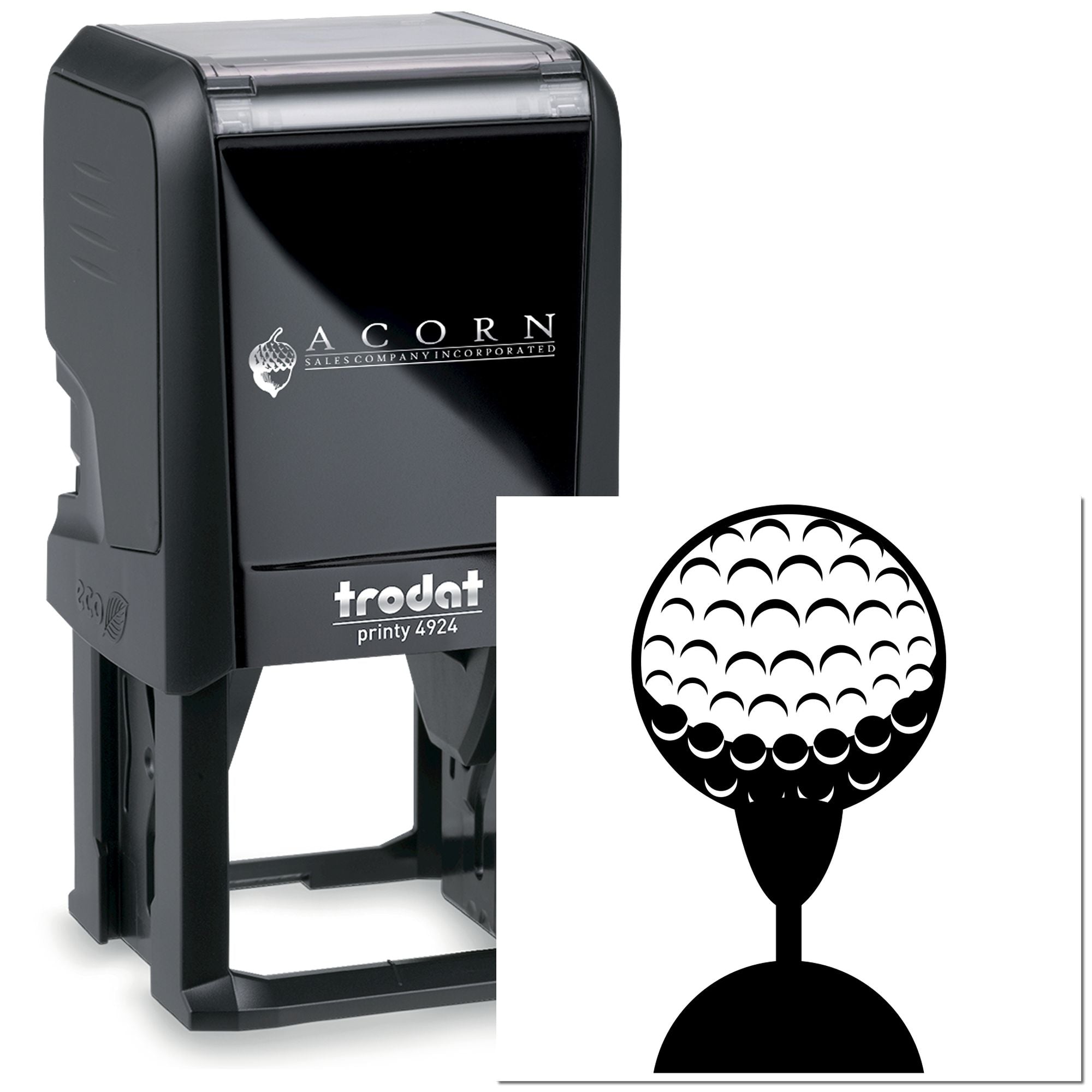 Custom golf ball logo self-inking rubber stamp, Trodat Printy 4924 for branded business stamping