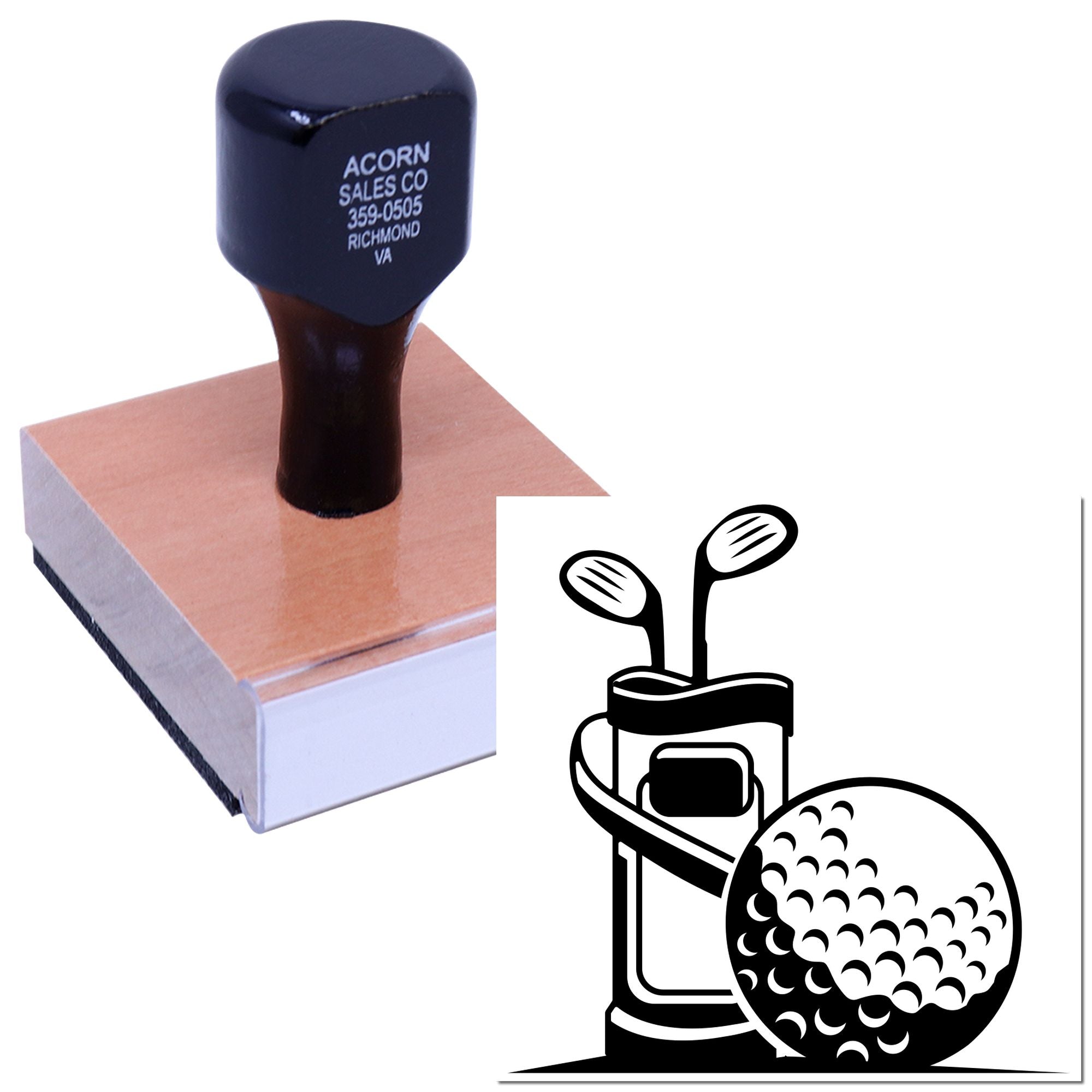 Custom golf bag rubber stamp with personalized business imprint for branding and office use