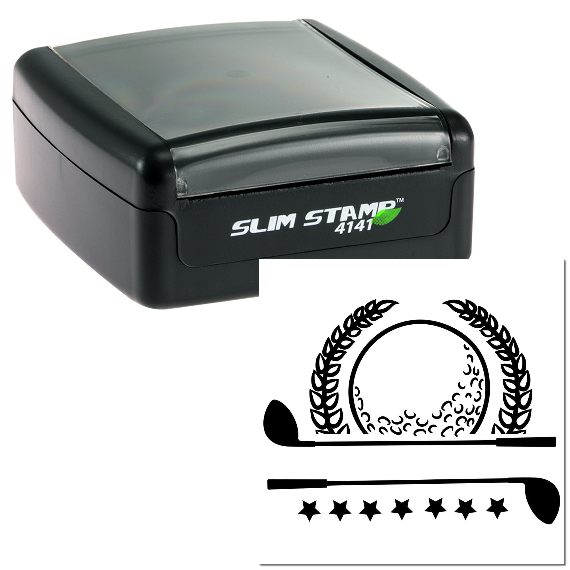 Self-inking Slim Stamp 4141 rubber stamp with custom golf ball and club design for branded impressions