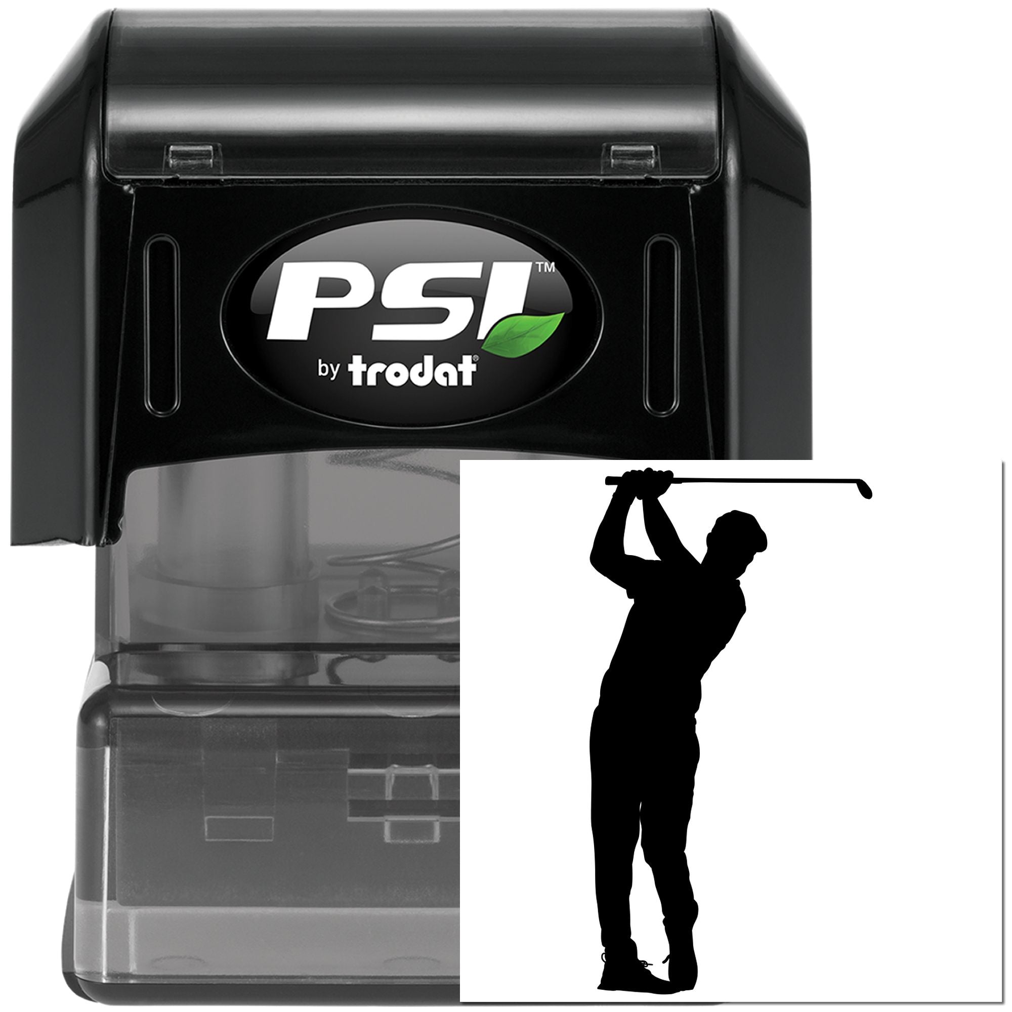 PSI by Trodat self-inking rubber stamp with golfer silhouette design for custom golf stamping