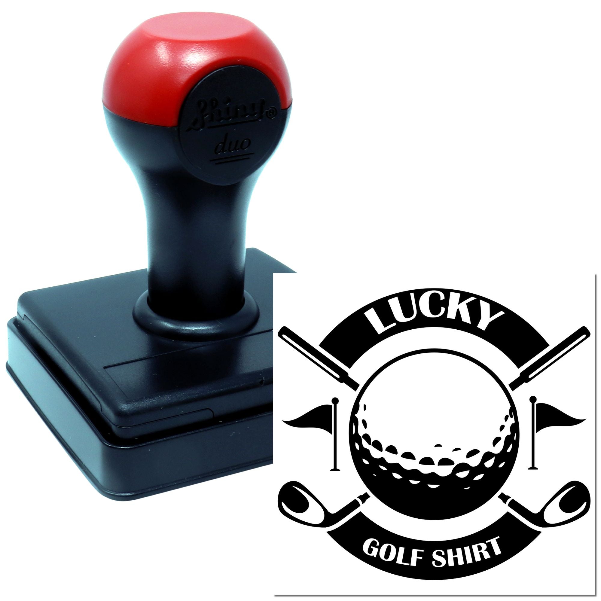 Lucky Golf Shirt custom rubber stamp with golfer logo for golf apparel branding and promotional marking