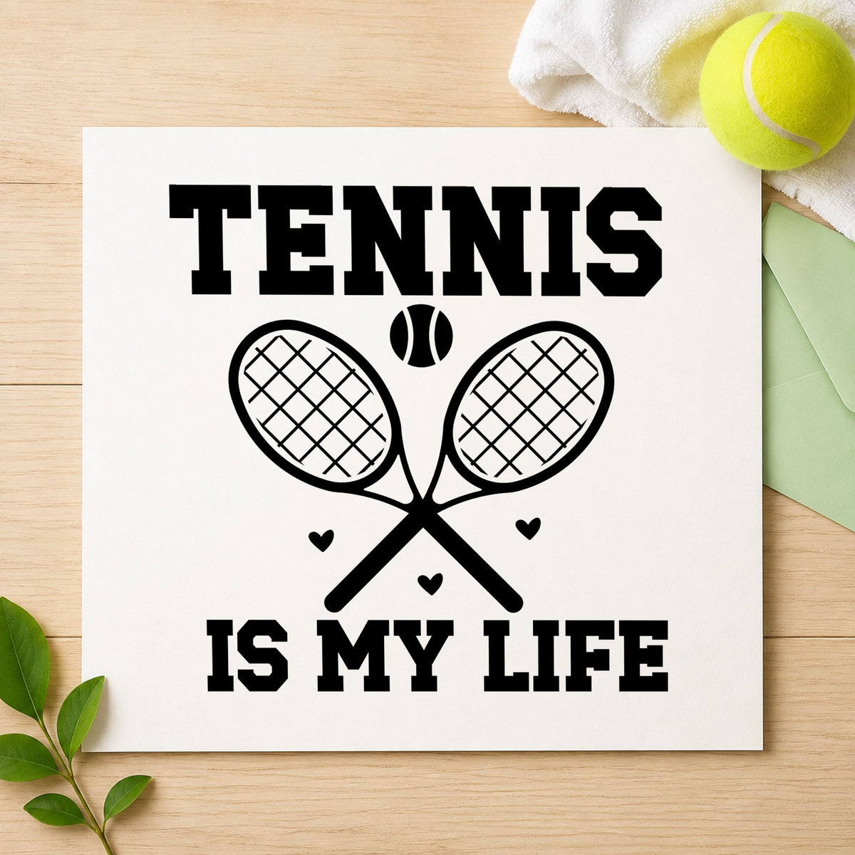 Tennis Is My Life rubber stamp printed in black ink, ready for match result sheet and similar paper crafts.