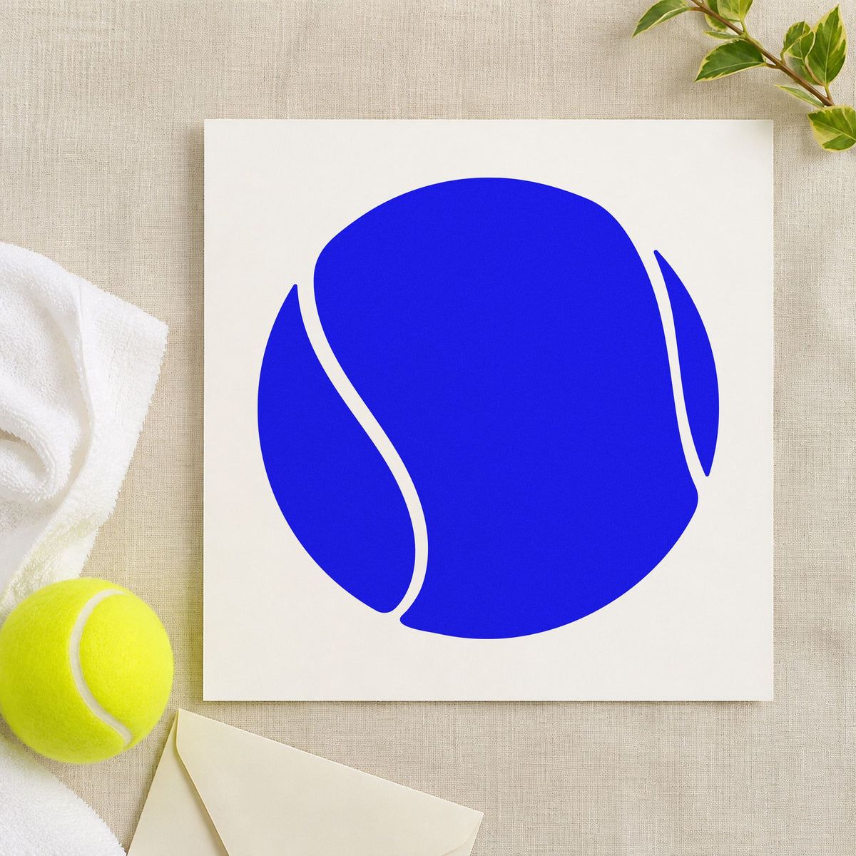 Large Solid Tennis Ball craft stamp in blue ink on cardstock, an easy option for hopper cover printing.