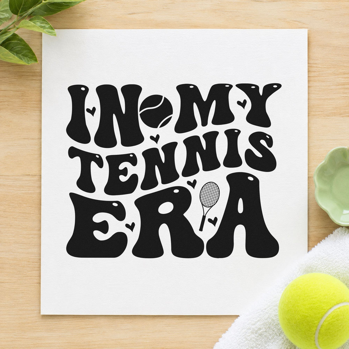 In My Tennis Era rubber stamp printed in black ink, ready for week plan sheet and similar paper crafts.