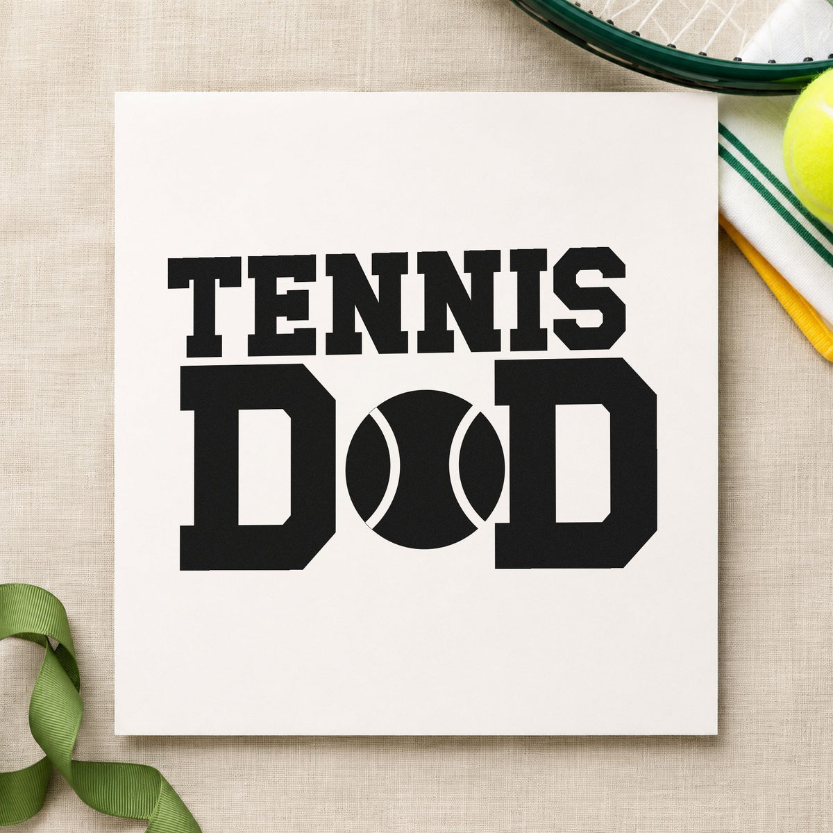 Tennis Ball Between D Letters rubber stamp printed in black ink, ready for flanking letter cards and similar paper crafts.