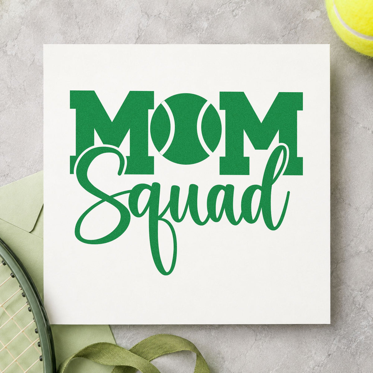 Tennis Mom Squad Word Art Rubber Stamp – Wood Handle in use 10