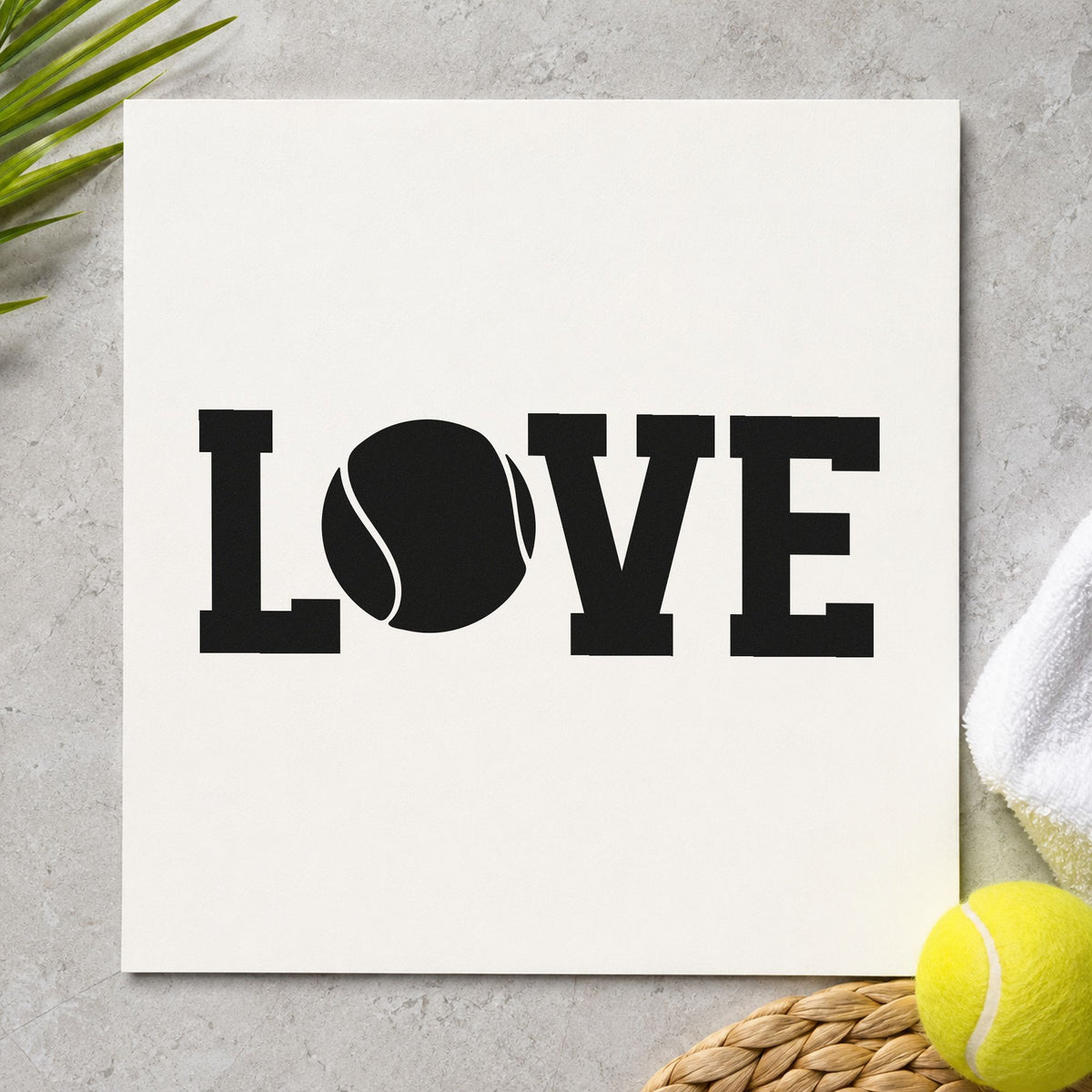 Love Tennis Solid Ball Letter Rubber Stamp – Duo Hand in use 10