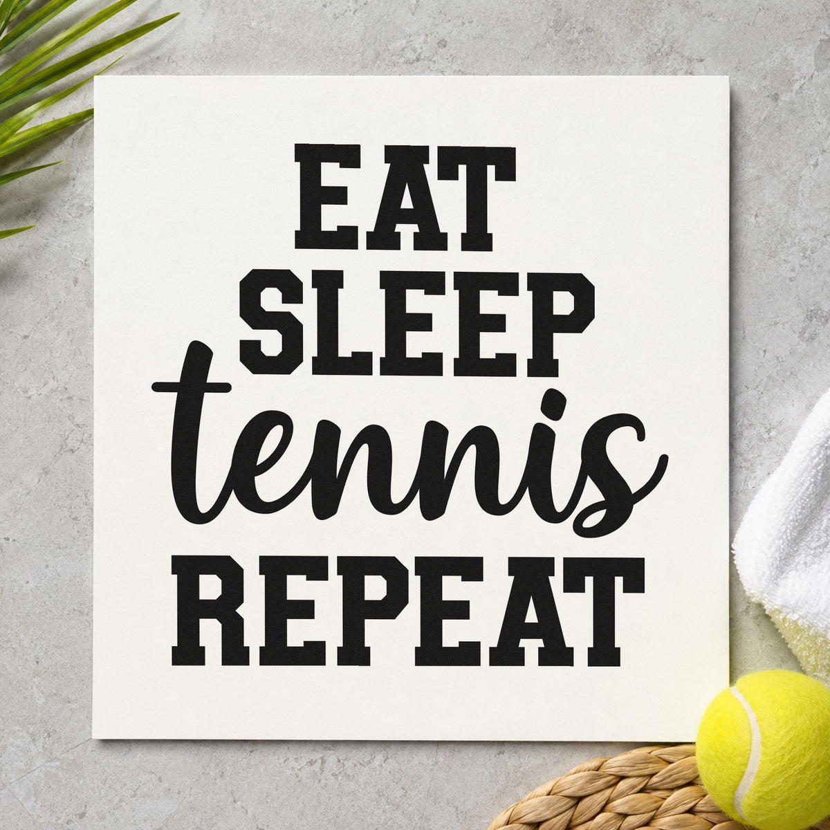 Eat Sleep Tennis Repeat Script Lettering Stamp – Self-Inking in use 10