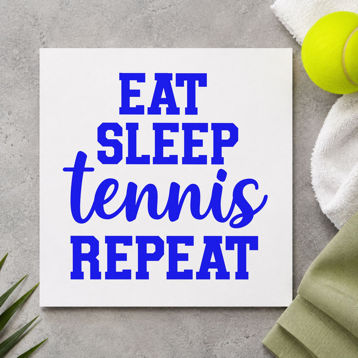 Eat Sleep Tennis Repeat Script Lettering Stamp – Self-Inking in use 6