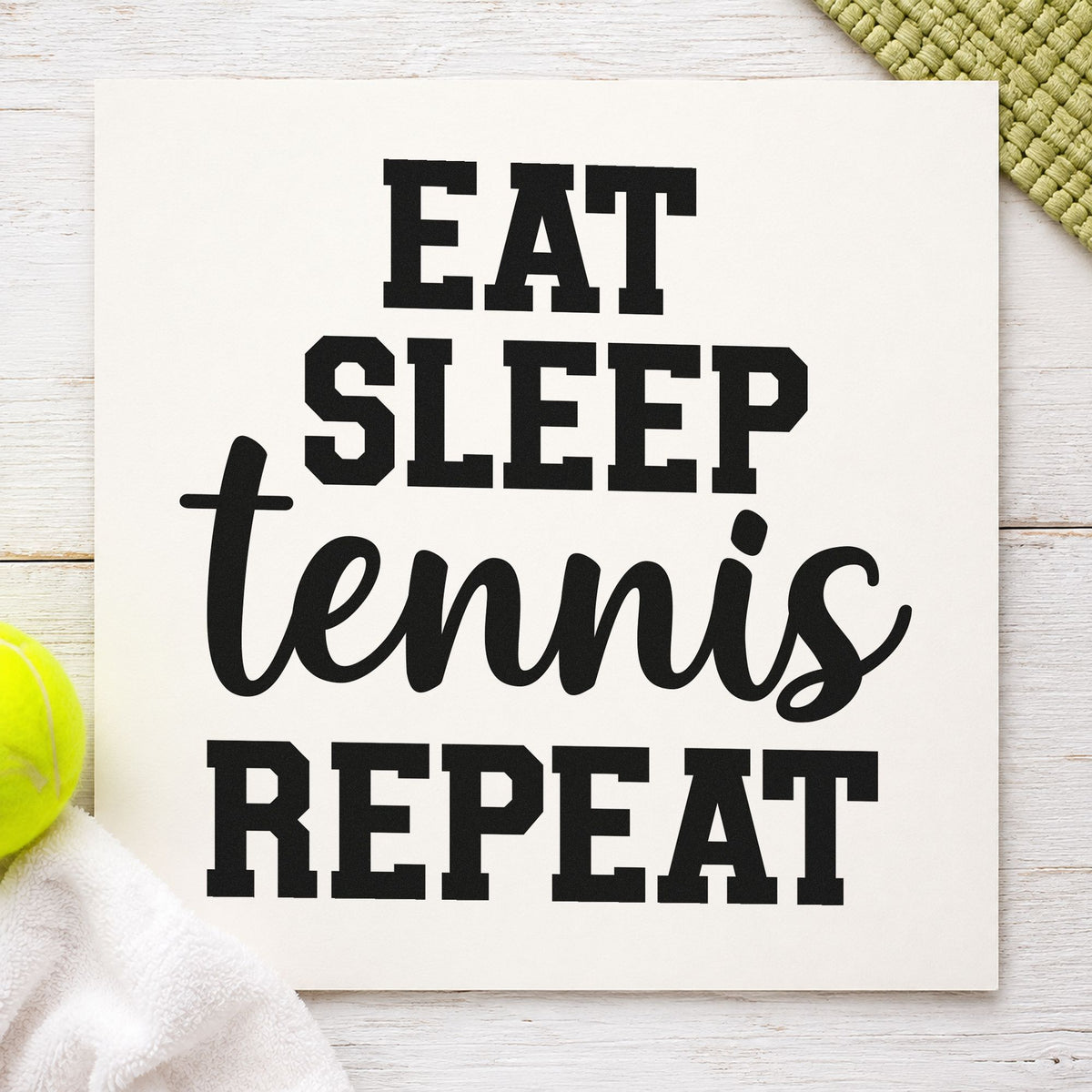 Eat Sleep Tennis Repeat Script Lettering Stamp – Self-Inking in use 9